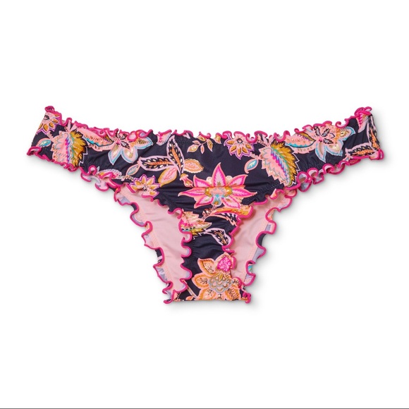 Metallic Floral Ruffle Cheeky Bikini Bottom NWT - Picture 4 of 4